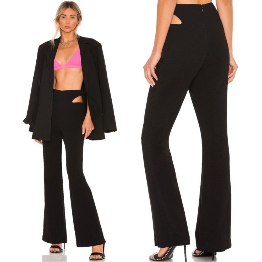 H:ours REVOLVE Chardonnay pant in black xs cut outs zipper back flare